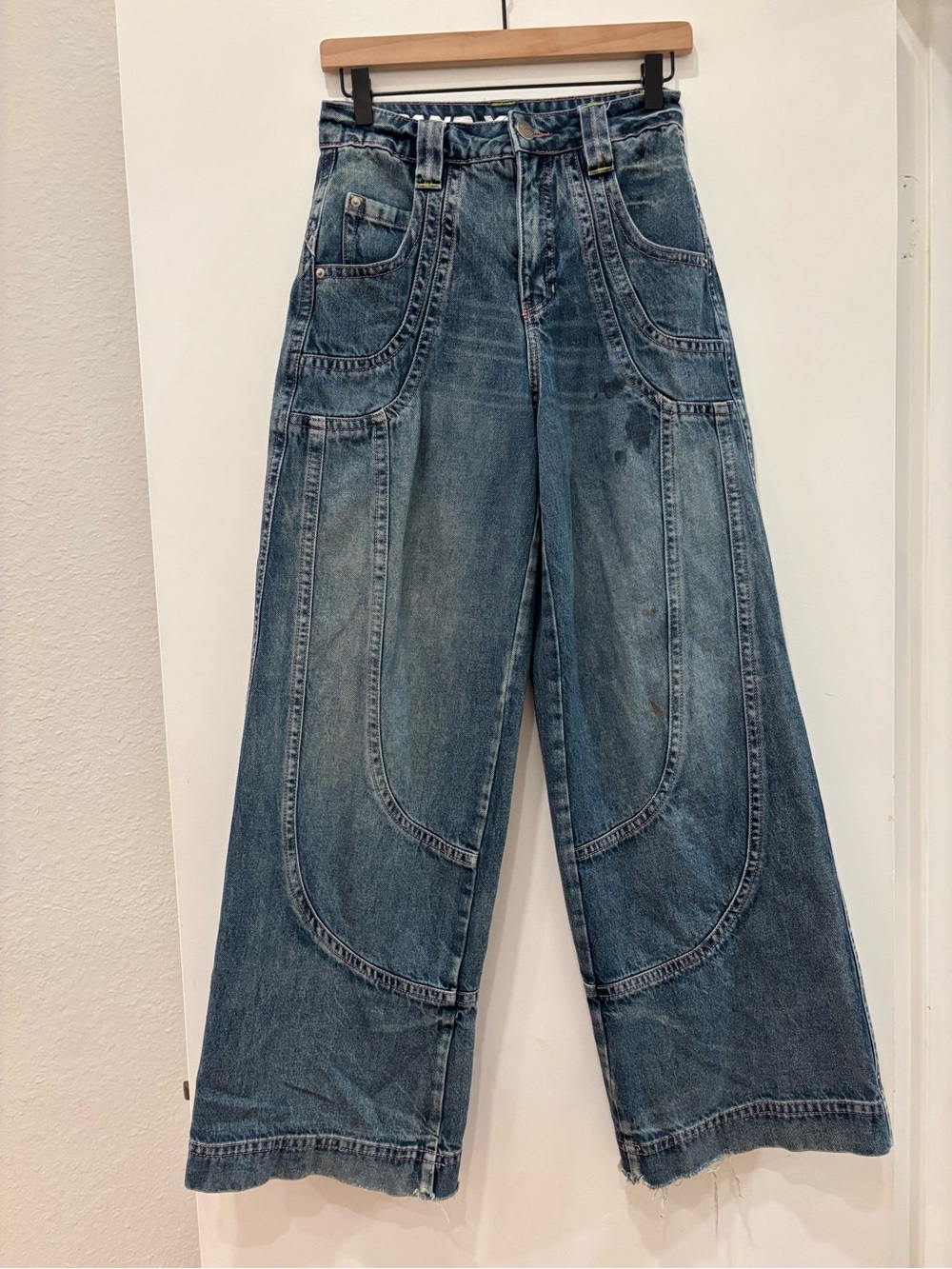 AlAB Wide Leg Skater Punk Analog Curved Blue Wash Rave Jeans Y2K 90s alternative